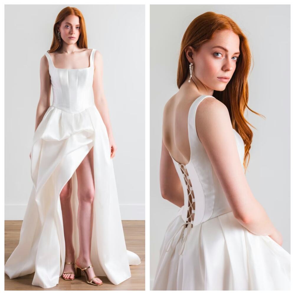 White Satin Maxi Dress with Corset Back